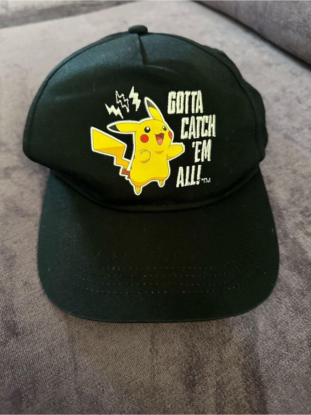 Pokemon Black Cap with Yellow Pikachu Patch